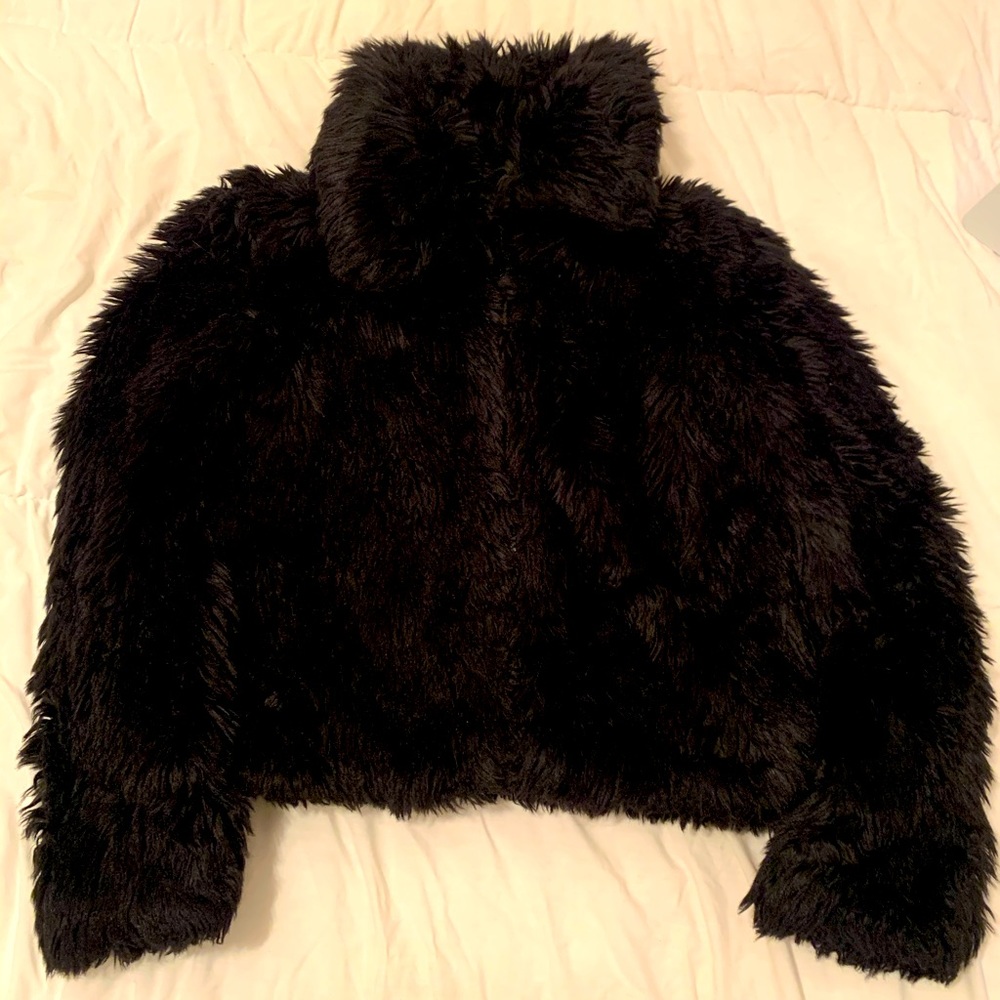 Black Top Shop Faux Fur Jacket
